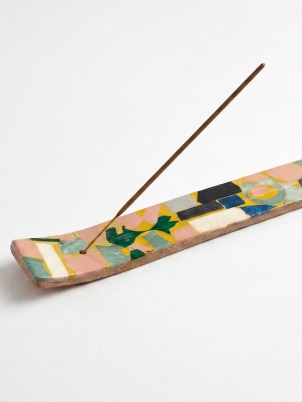 Colorful Mosaic Incense Holder - Wood Base
